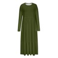 thumbnail image 4 of cfhntfmh Robes Fluides pour Femmes Automne Décontracté Col Rond Robe Midi Ample Manches Longues Plissée avec Poches, 4 of 6