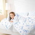 thumbnail image 3 of Manfei Light Blue Bows Love Hearts Twin Comforter Sets for Girls, Cute Ribbon Bows Bedding Set, Reversible, 2 Pieces, 3 of 6