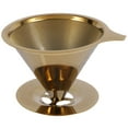 thumbnail image 5 of Double Wall Stainless Steel Titanium Gold Pour over Coffee Dripper Filter with Cup Stand and Handle, 5 of 8