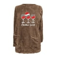 thumbnail image 4 of Moxiu Womens Fleece Sweatshirt 2024 Sherpa Pullover Oversized Christmas Red Wine Glass Fuzzy Fleece Sweatshirts with Pockets Winter Soft LoungwearCoffee,XL, 4 of 4