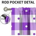 thumbnail image 5 of Purple White Plaid Checkered Kids Rod Pocket Long Curtains, Orderly Polka Dots Two Panels Room Decor Drapes, Energy Saving Filter Light Window Shades for Living Room Bedroom Kitchen-W52xL84in, 5 of 6