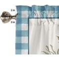 thumbnail image 5 of 3 Piece Pink Flower Watercolor Floral Kitchen Curtains, Tier and Valance Rod Pocket Window Curtains Set Blue Buffalo Check Cafe Curtains for Kitchen Valances Window Treatment 54X18in+27x36in×2, 5 of 5