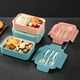 thumbnail image 1 of Fiambrera Bento, Apta para Microondas, Cierre Hermético a Prueba de Fugas, Incluye Vajilla, Compartimento de 3 Compartimentos, Ideal para Oficina, Escuela y Picnic, Capacidad de 1400 Ml., 1 of 3
