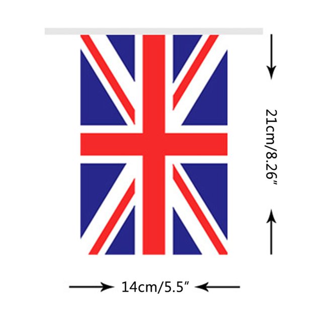 Banderines de la bandera de Inglaterra de aniversario, banderines triangulares de la Unión, 25 piezas de banderines triangulares de banderas británicas, diseño revolucionario VoborMX herramienta