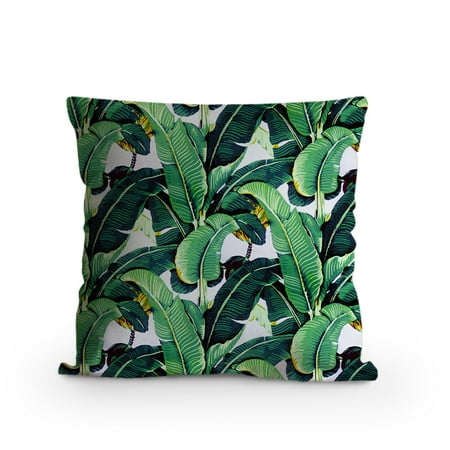 Popeven Decorative Pillow Case Cover With Tropical Banana Leaves Print 18x18 Cushion Home Office Popeven Decorative Pillow Case Cover With Tropical Banana Leaves Print 18x18 Cushion Home Office