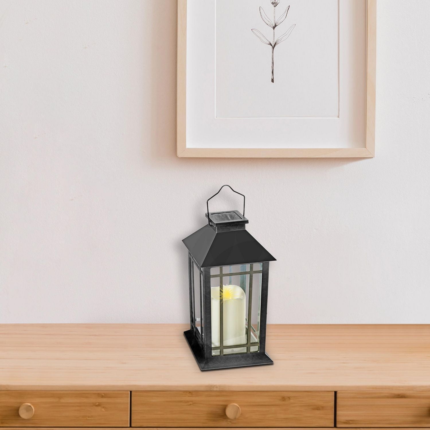 Lanterne À Volet En Verre Clair À Led Avec Fausse Plaine De Bougies