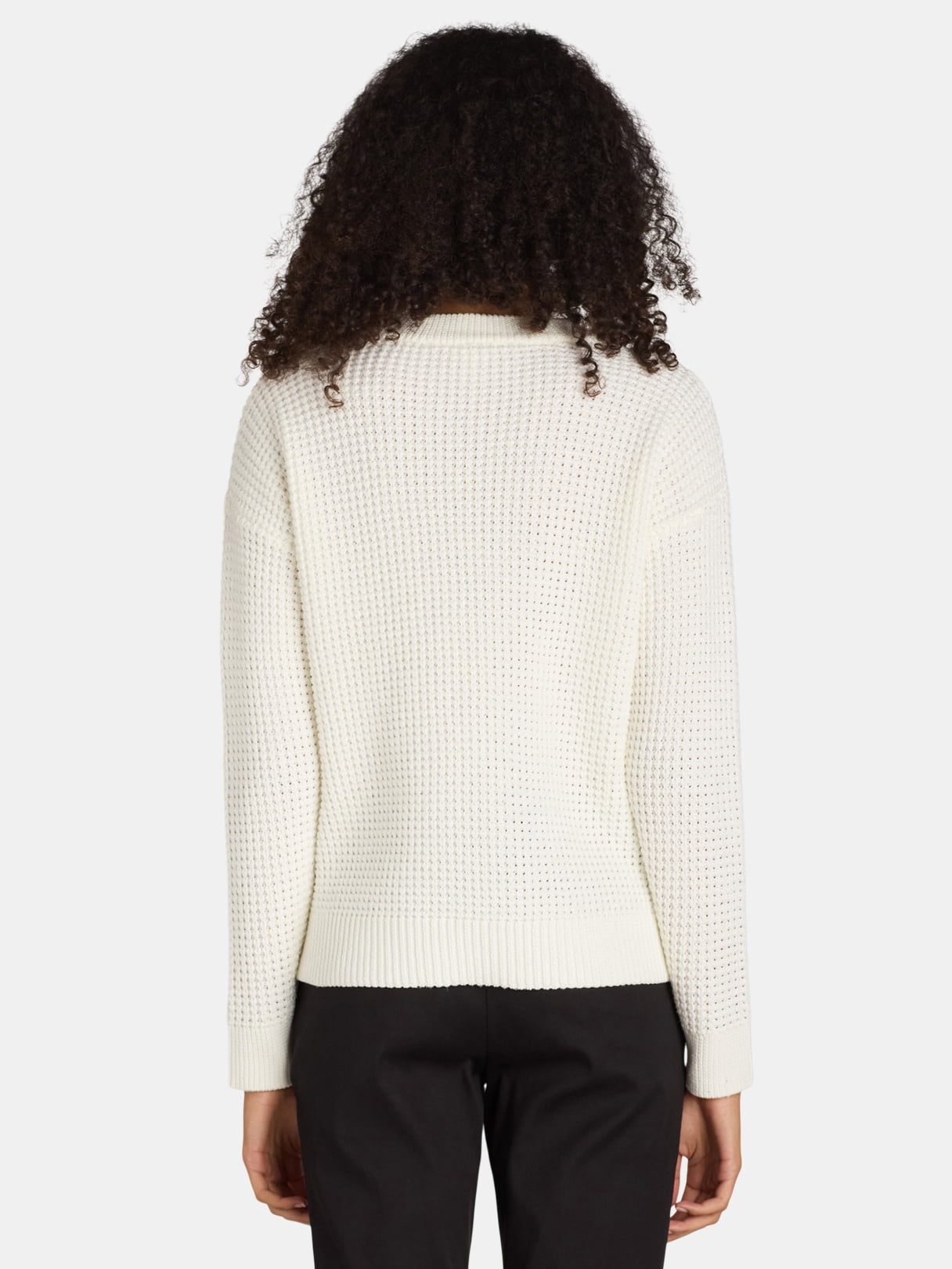 Time and Tru Women's and Women's Plus Waffle Stitch Sweater with Long Sleeves, Midweight, Sizes XS-4X