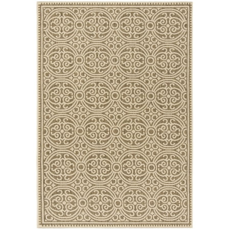 SAFAVIEH Beach House Rosario Geometric Indoor/Outdoor Area Rug  Cream/Beige  5 3  x 7 6