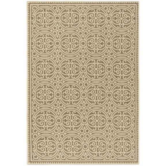 SAFAVIEH Beach House Rosario Geometric Indoor/Outdoor Area Rug, Cream/Beige, 5'3" x 7'6"