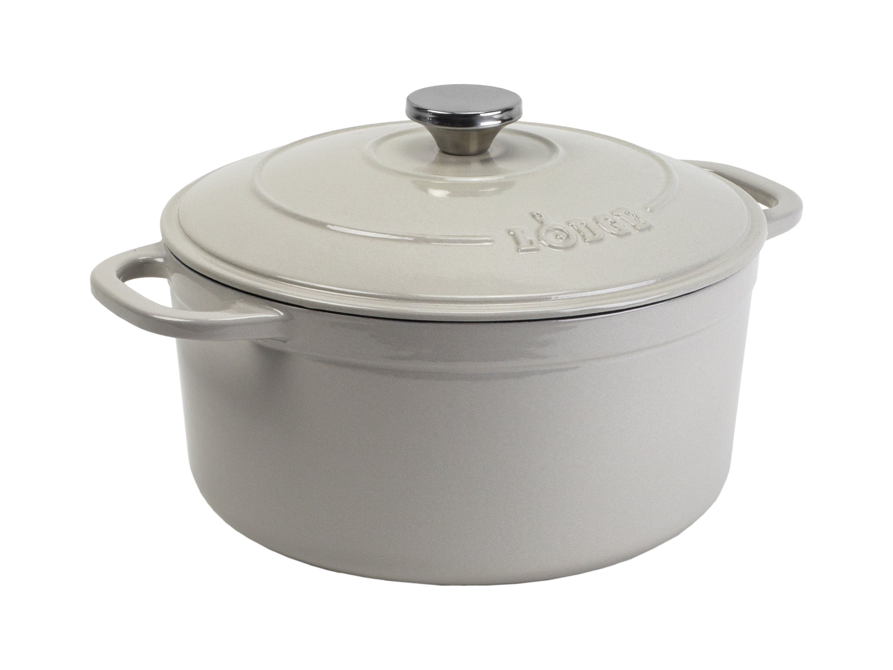Lodge Cast Iron 4qt Oyster White Enameled Dutch Oven
