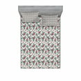 thumbnail image 2 of Flower Bedding Set with Sheet & Covers, Simplistic Flower Arrangement Foliage and Doodle Style Petals, Printed Bedroom Decor 2 Shams, 4 Sizes, Pale Grey Sea Green, by Ambesonne, 2 of 3
