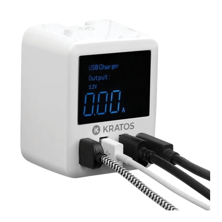 UPC: 0663701834321 | Kratos Power 40W QC3.0/PD3.0 4-Port USB Wall Charger with Digital Display