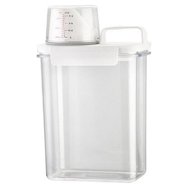 1100/1800/2300 ML Laundry Powder Box with Measuring Cup Double Seal Type Clothes Washing Detergent Dispenser Daily Use