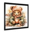 thumbnail image 2 of Designart "Winter Teddy Bear Cocoa Cozy III" People Framed Wall Art Decor - Farmhouse Red Nursery Teddy Bear Entryway Framed Wall Art, 2 of 6