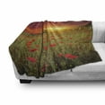 thumbnail image 2 of Flower Soft Flannel Fleece Throw Blanket, Meadow with Grass and Poppies Dark Dramatic Sky in the Background, Cozy Plush for Indoor and Outdoor Use, 50" x 60", Green Scarlet Cadet Blue, by Ambesonne, 2 of 5