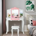 thumbnail image 2 of Infans Kids Vanity Princess Makeup Dressing Table Chair Set W/ Tri-folding Mirror White, 2 of 7