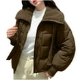 thumbnail image 2 of Antqov Puffer Jacket Womens, Solid Color Fleece Lapel Zipper Down Jackets with Pockets, Winter Outdoor Fashion Lightweight Warm Coats, 2 of 6
