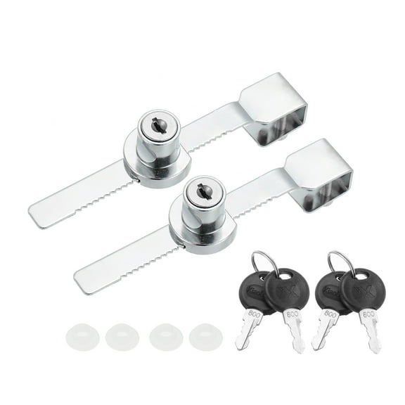 Sliding Glass Door Ratchet Lock 5.6x0.6inch, Keyed Alike Showcase Display Security Lock with 4 Keys, Silver 2 Pack