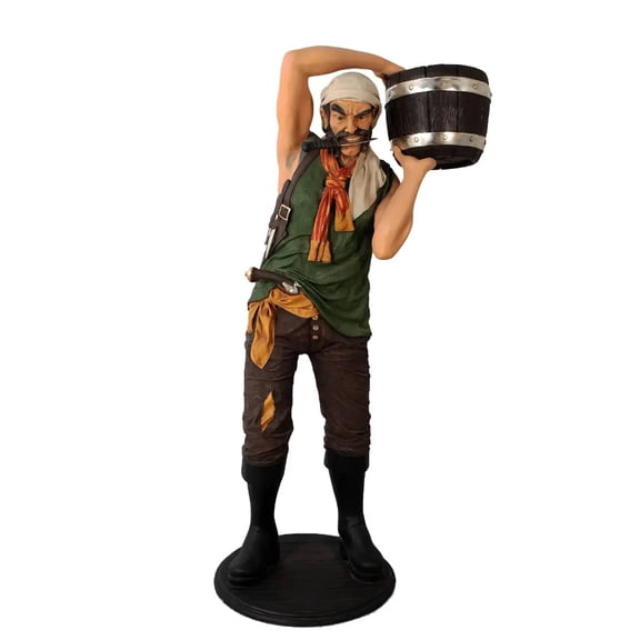 Pirate Captain With Bucket Life Size Statue