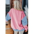 thumbnail image 4 of Women's Sky Blue Colorblock Patchwork Drop Shoulder Sweatshirt, 4 of 6
