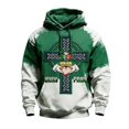 thumbnail image 4 of IWRICH St. Patrick's Day Hoodies for Men Clover Graphic Pullover Tees Irish American Flag Shamrock Casual Hooded Sweatshirt 02-Light Green M, 4 of 4