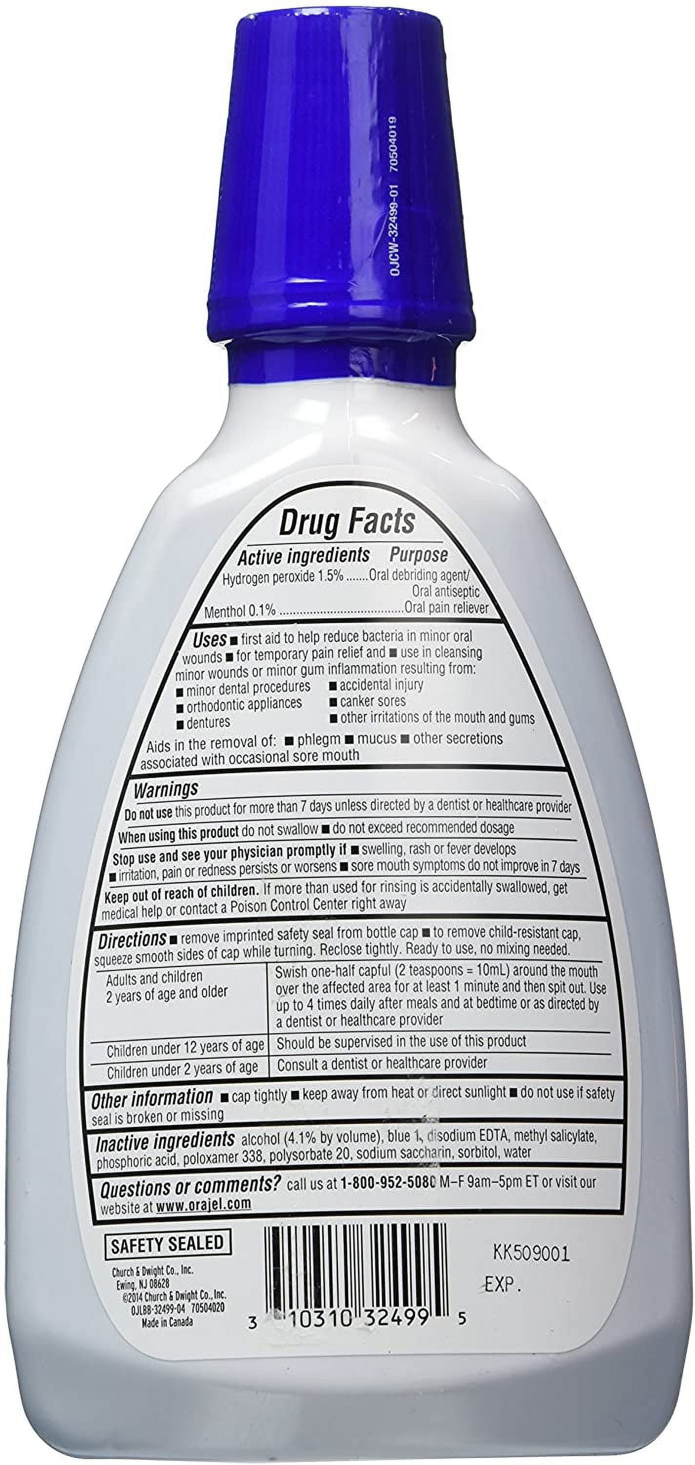 Orajel Antiseptic Mouth Sore Rinse 16 oz (Pack of 2)