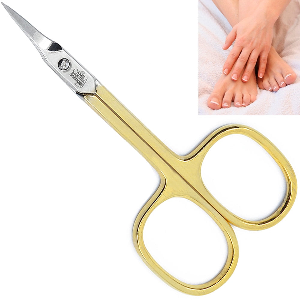 Camila Solingen 3.5' Gold Plated Curved Precision Tip Cuticle Scissors