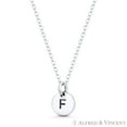 thumbnail image 2 of Initial Letter "F" Engraved Tiny 11x8mm (0.4"x0.3") Circle Pendant & Chain Necklace in .925 Sterling Silver, 2 of 3