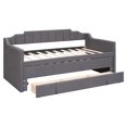 thumbnail image 5 of Harper & Bright Designs Modern Pine Wood/MDF Upholstered Twin Daybed with Trundle and 3 Drawers Gray, 5 of 9