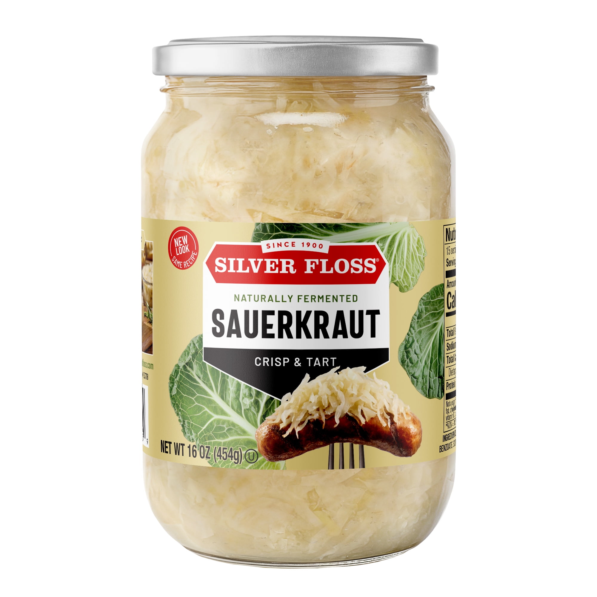 Silver Floss Naturally Fermented Shredded Sauerkraut, 16 oz Jar