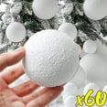 thumbnail image 2 of 6/60 bolas de nieve de espuma blanca para colgar en el árbol de Navidad, adornos de bolas de nieve artificiales falsas, suministros de decoración para fiestas de Año Nuevo, 2 of 5