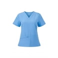 thumbnail image 4 of DoDo V-Neck Short Sleeve Light Blue Scrub Tops Women's 2XL, 4 of 7