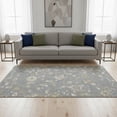 thumbnail image 2 of HomeRoots 678972 5 x 8 ft. Gray Copper & Blue Floral Washable Machine Made Rectangle Area Rug with UV Protection, 2 of 9