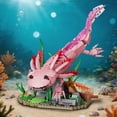 thumbnail image 2 of Detailed Axolotl Building Block Set, Cute Pink Salamander Model with Aquatic Base for Desk Decor, Creative DIY Construction Toy for Kids and Teens, Unique Gift, 2 of 4