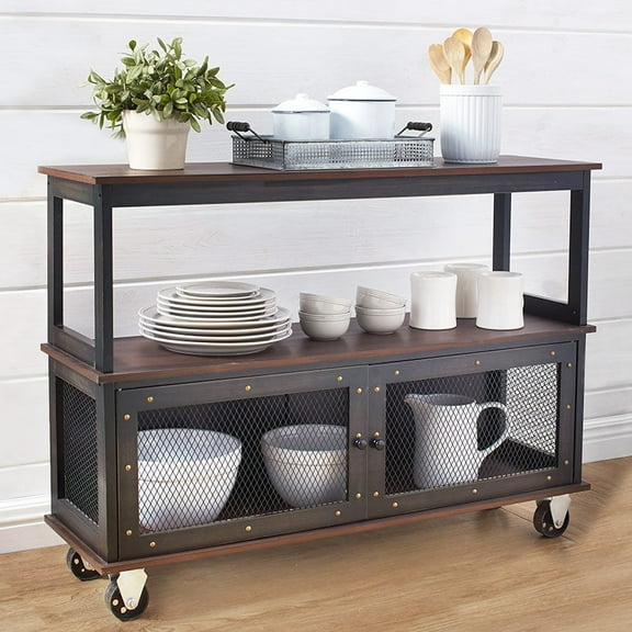 Industrial Rolling Buffet Serving Cart - Kitchen or Bar