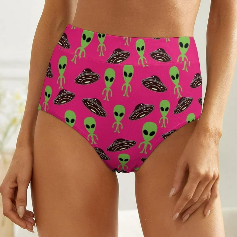 Alien UFO Women's High Waist Thong Panty Underwear Brief Cute