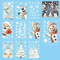 CASAFUN Christmas Window Clings Santa Claus Snowflakes Window Decals Static Glass Stickers Winter Christmas Decorations for Indoor Office Bedroom Holiday Decor Ornaments Xmas Party