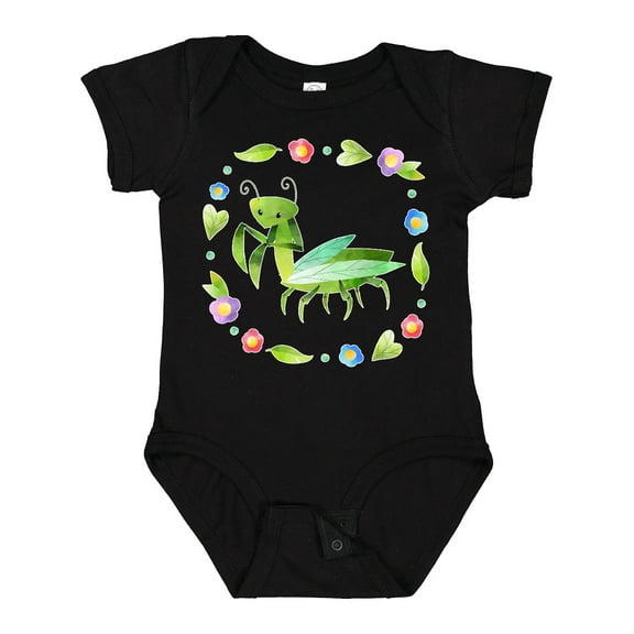 Inktastic Praying Mantis with Flowers and Leaves Boys or Girls Baby Bodysuit