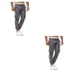 thumbnail image 3 of Qarigey Pantalones de algodón para hombre, Color sólido, elegante, con varios bolsillos, lavable, fácil de combinar, con cordón, pantalón gris claro SG 2piezas, 3 of 6