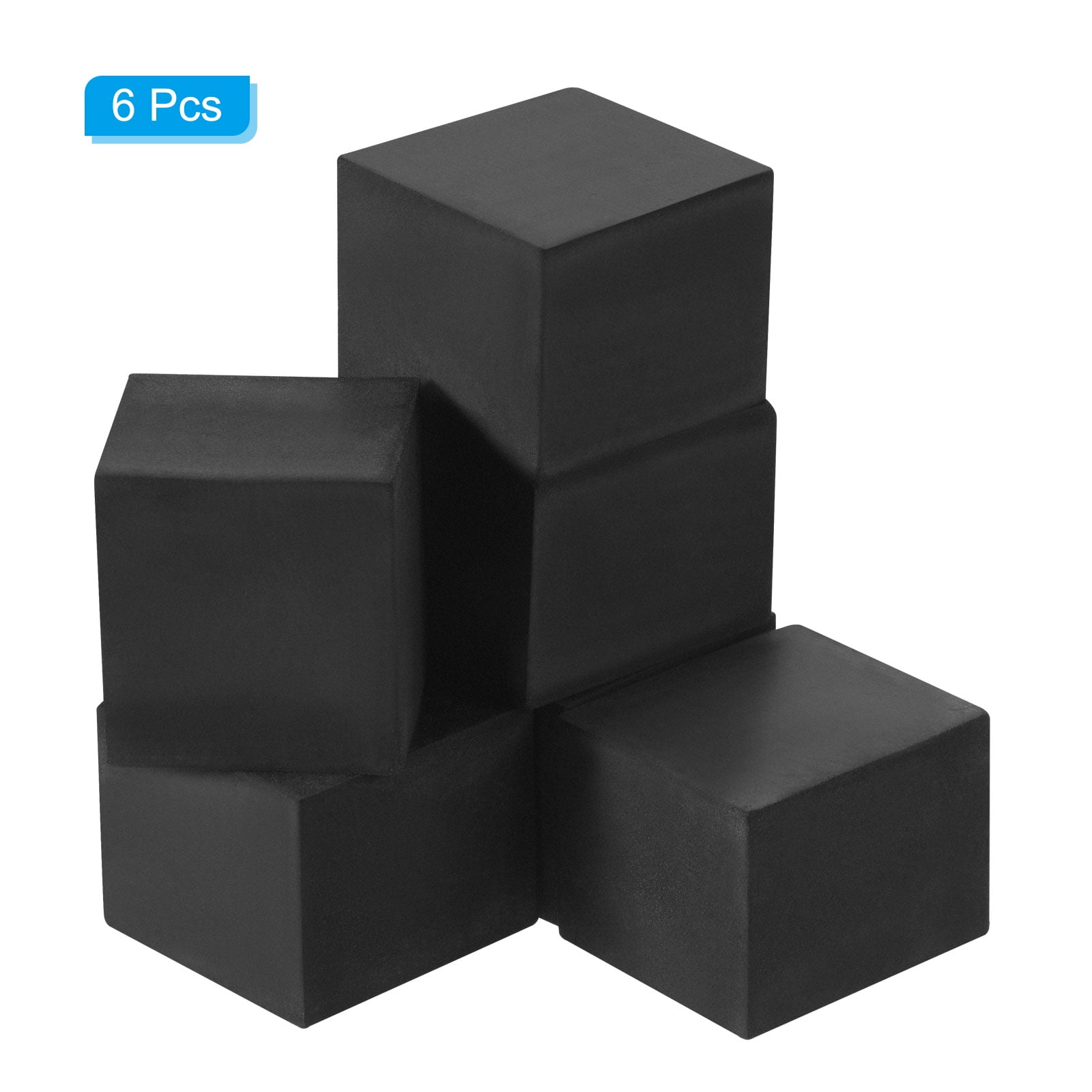 Uxcell Planter Flower Pot Feet Square Rubber Invisible Riser, Black 6 Pack 2x2x1.6"