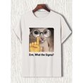 thumbnail image 3 of 1 Pce T-Shirt Décontracté à Col Rond pour Hommes avec Imprimé "Ermm, What the Sigma?", Légèrement Extensible, Coupe Régulière, Mode Été pour Adultes, 3 of 8