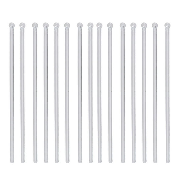 50 piezas de palillos mezcladores de plástico transparentes con cabeza redonda para cócteles.