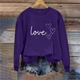 thumbnail image 5 of Sudadera Penkiiy Valentine para mujer: lindas camisetas del día de San Valentín Love Heart Graphic Print Suéter de manga larga Tops XS Purple, 5 of 5