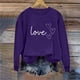 thumbnail image 5 of Sudadera Penkiiy Valentine para mujer: lindas camisetas del día de San Valentín Love Heart Graphic Print Suéter de manga larga Tops XS Purple, 5 of 5