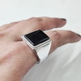 thumbnail image 5 of Flat Black Onyx Mans Ring, Oxidized Silver Jewelry, 925 Silver Ring, Father's Day, Natural Black Onyx Ring, December Birthstone Ring, Heavy Mens Ring, Signet Ring, Christmas, Turkish Mens Ring, 5 of 8