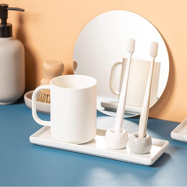 Ceramic Vanity Tray Rectangle, Kitchen Soap Tray Bathroom Tray for