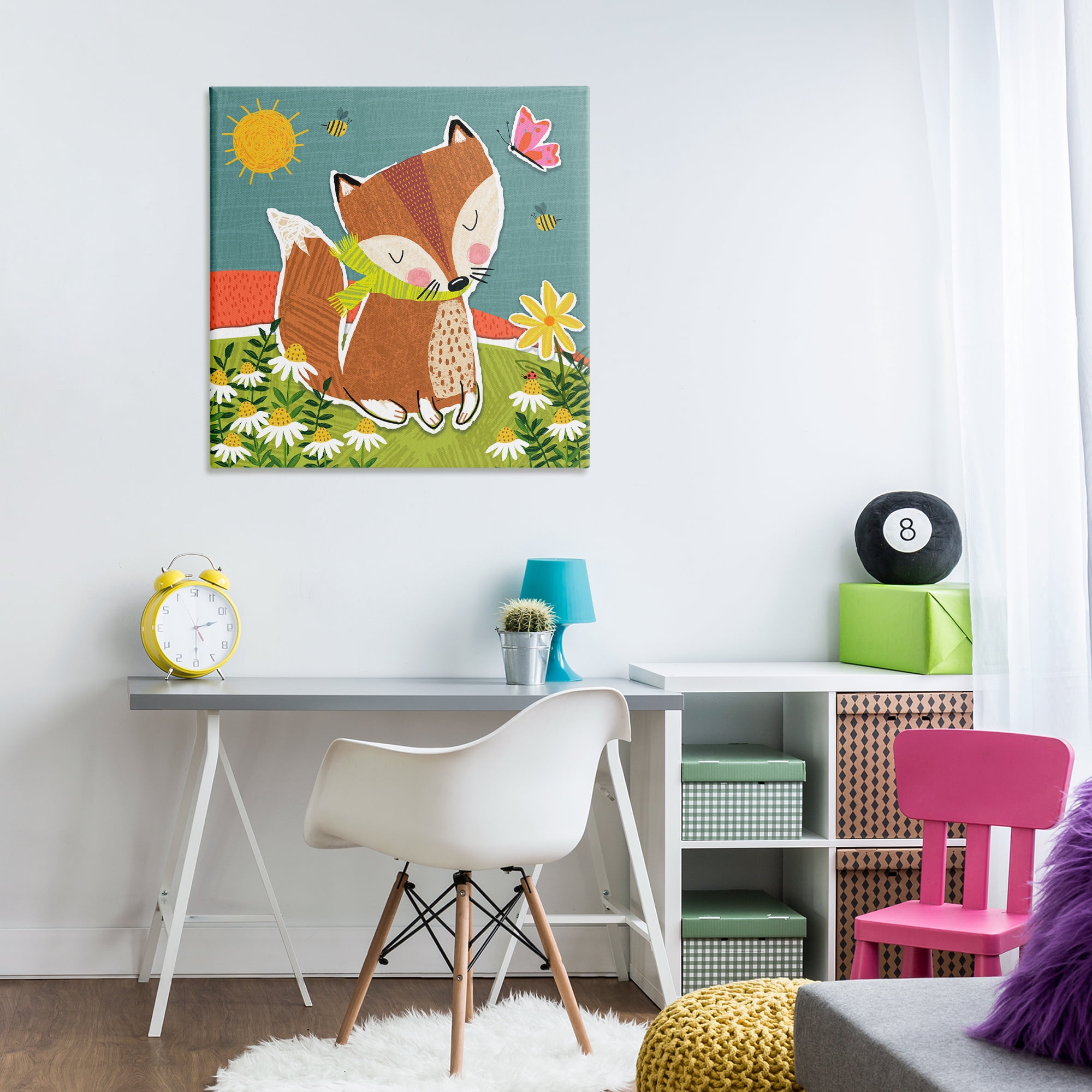 Stupell Industries Whimsical Nature Fox Animals Painting Wrapped Canvas Art Print Wall Art, 30 x 30
