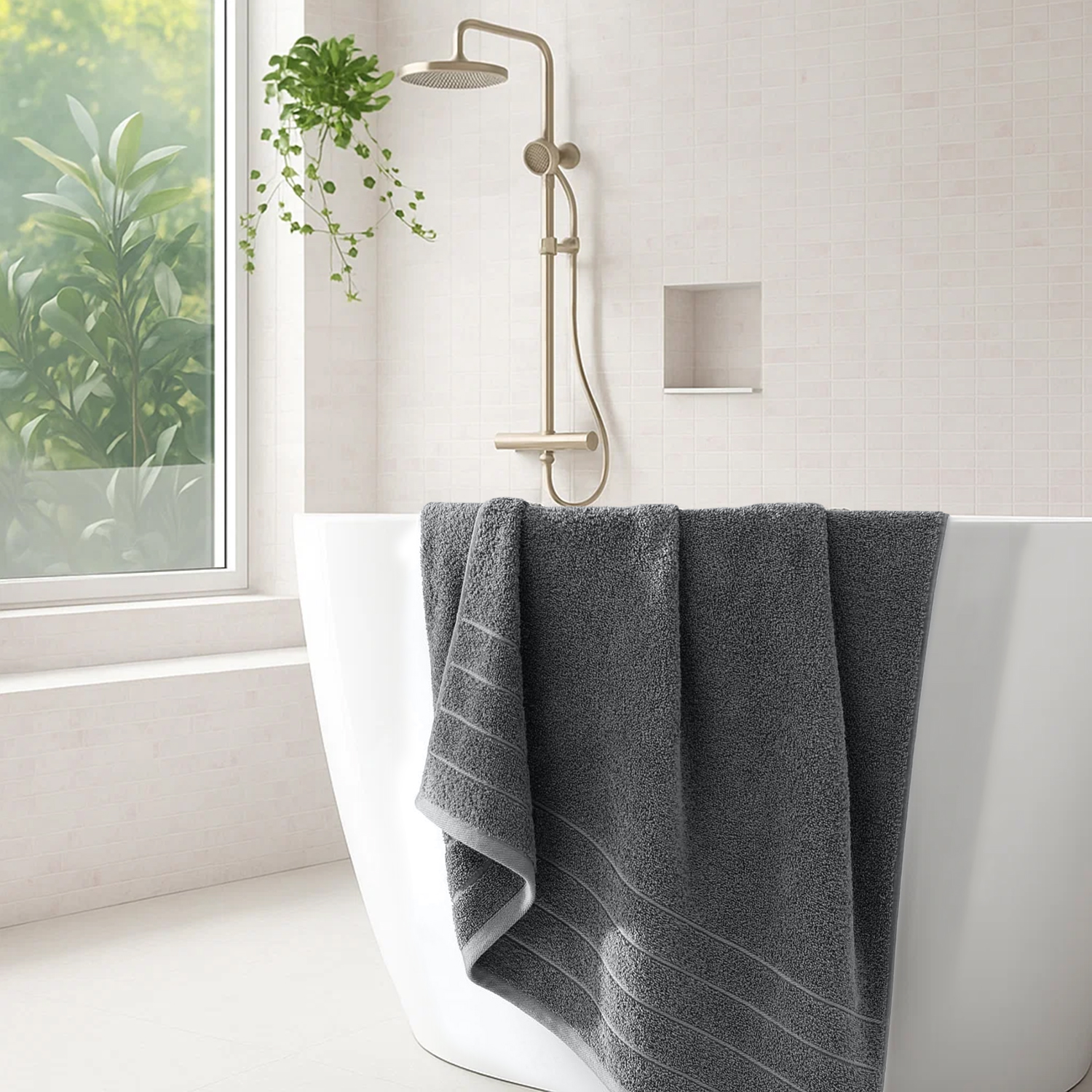 Dan River Bath Towel 30x60 pack of 4 Ultra Soft Quick Drying Large Cotton Towel - Gray