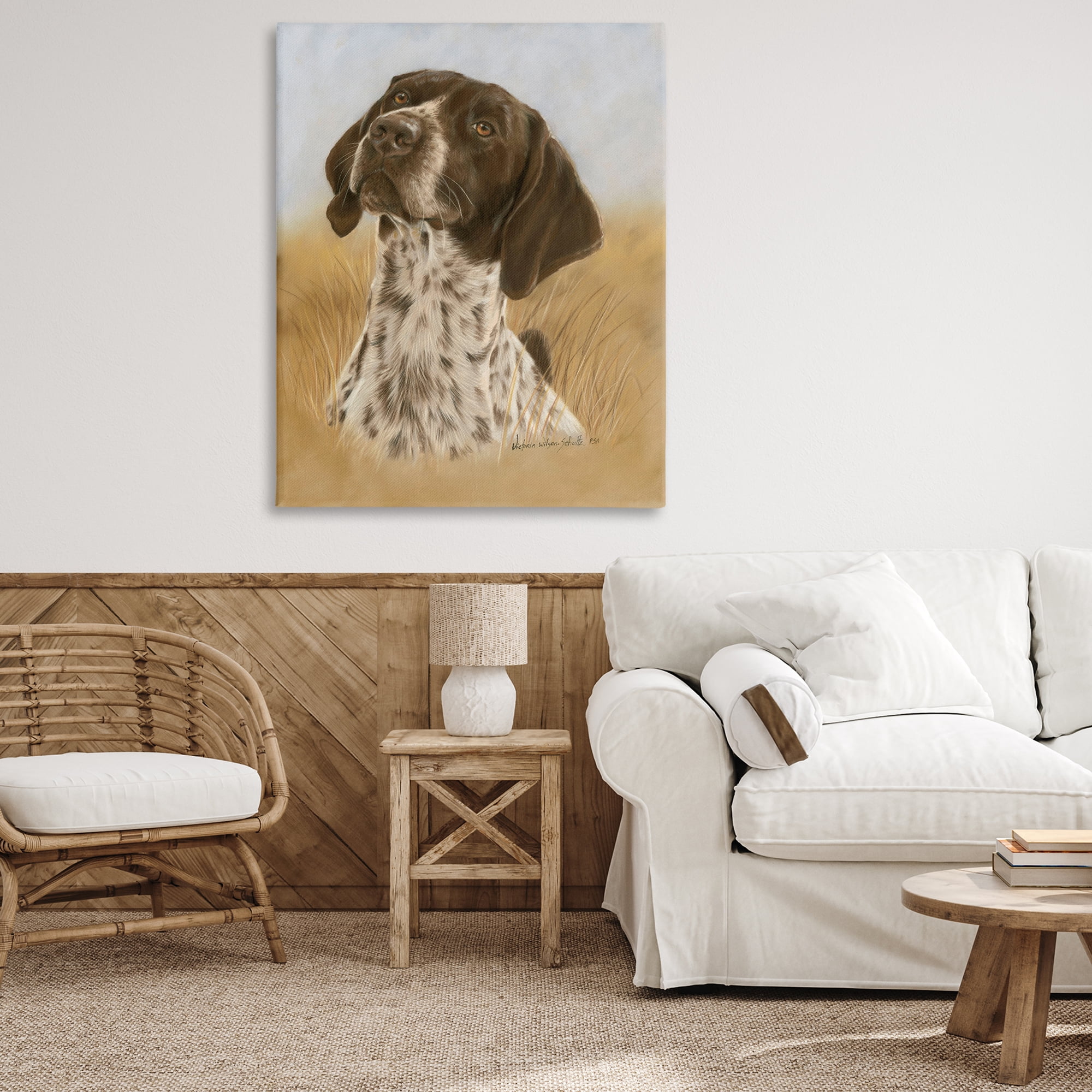 Stupell Industries Pointer Hunting Dog Animals & Insects Painting Gallery Wrapped Canvas Art Print Wall Art, 36 x 48