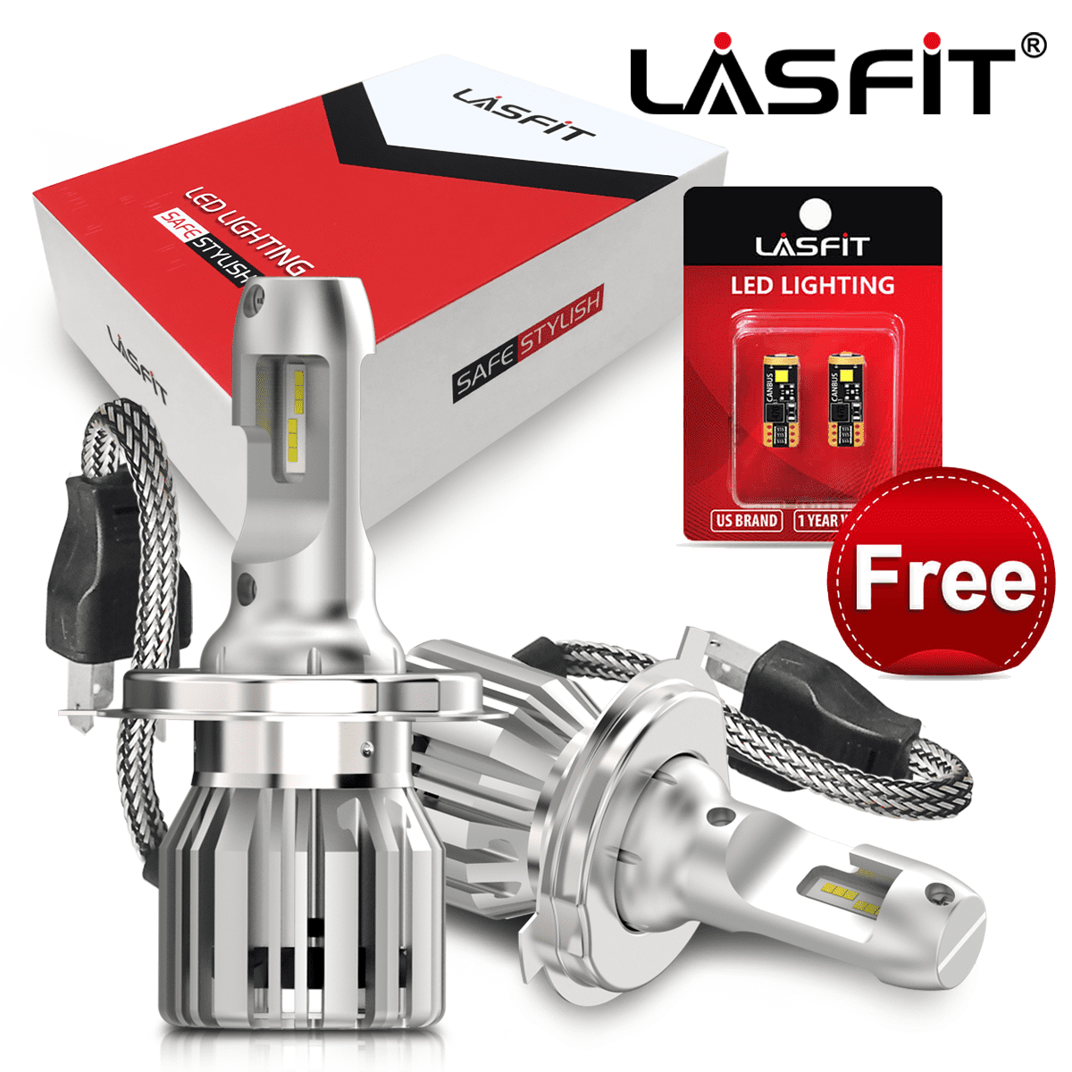 Lasfit 9012 HIR2 LED Headlight Bulb-9012 High Low Beam LED Conversion  kit-50W 5000LM 6000K Xenon White
